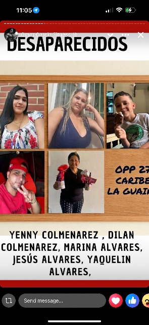 YENNY COLMENAREZ, DILAN COLMENAREZ, MARINA ALVARES, JESÚS ALVARES, YAQUELIN ALVARES,