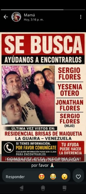 Sergio Flores, Yesenia Otero, Jonathan Flores, Sergio flores (hijo)