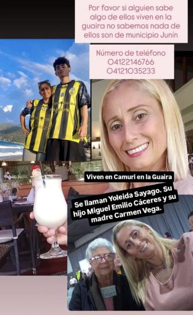 Yoleida Sayago, Carmen Vega, Miguel Caceres