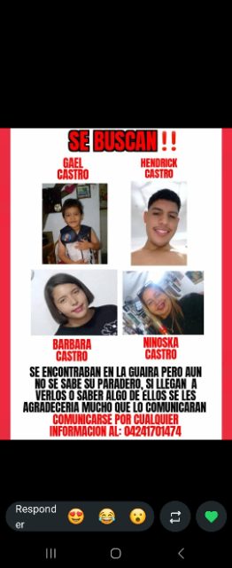 Barbara Castro, Ninoska Castro, Hendrick Castro, Gael Castro