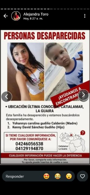 hannys carolina gudiño Calderón (Madre)  Kenny David Sánchez Gudiño (Hijo