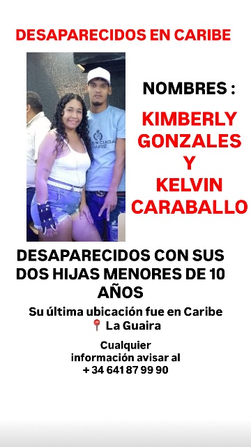 Kimberly Gonzales, Kelvin Caraballo y sus dos hijos