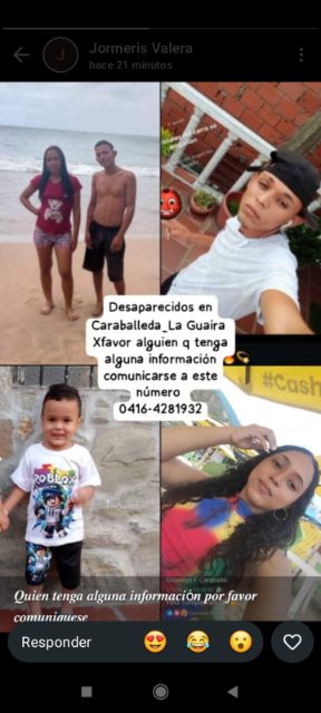 Oriannis Caraballo, Arnoldo Gabriel Caraballo y un bb de 1 año y medio