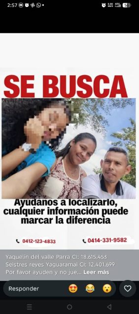 Yaquelin del Valle Parra y su esposo Seitres Reyes Yaguaramai
