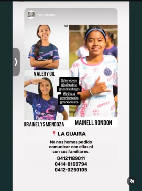 Valery Gil, Brainelys Mendoza, y Mainell Rondón