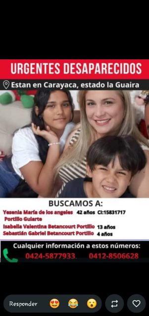 Yesenia Portillo y sus hijos Isabella y Sebastian Betancourt