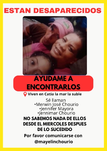 MERWIN JOSE CHOURIO. JENNIFER MAYORA.  JENNIMAR CHOURIO.