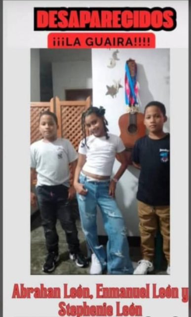 Abrahan León Julio 12 años , Enmanuel León Julio 12 años y Stephenie Camila León Julio 10 años