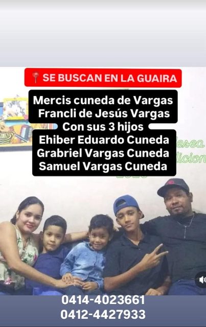 Mercis de Vargas Francli Vargas con sus 3 hijos