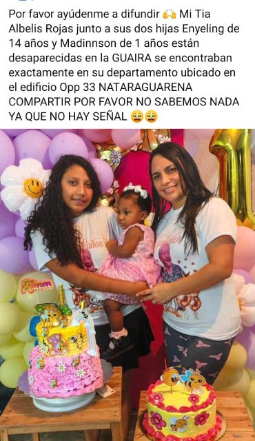Albelis Rojas y sus 2 niñas