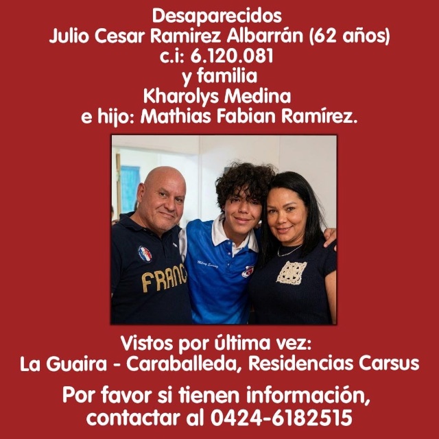 Julio César Ramírez Albarrán, Kharolys Medina, Mathias Fabián Ramírez