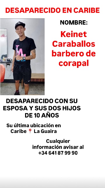 Keinet Caraballo, su esposa y sus dos hijos