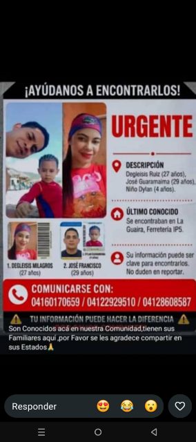 Degleisis Milagros Ruiz. Su esposo José Francisco y su hijo de 4 años