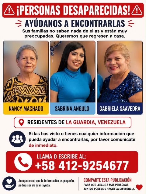 Nancy Machado, Sabrina Angulo y Gabriela Saveedra