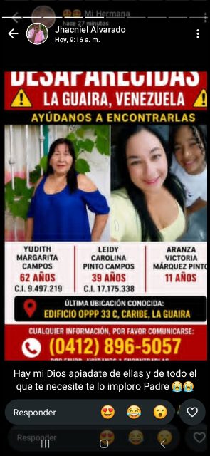 Yudith Margarita Campos, leído Carolina Pinto Campos y aranza Victoria Marquez Pinto